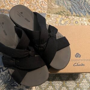 Clarks Arla Rae Black Textile Sandals 8M/39